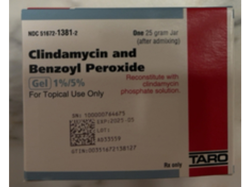 Clindamycin and Benzyl Peroxide Gel 1% / 5%, 25 g, Taro (Rx)
