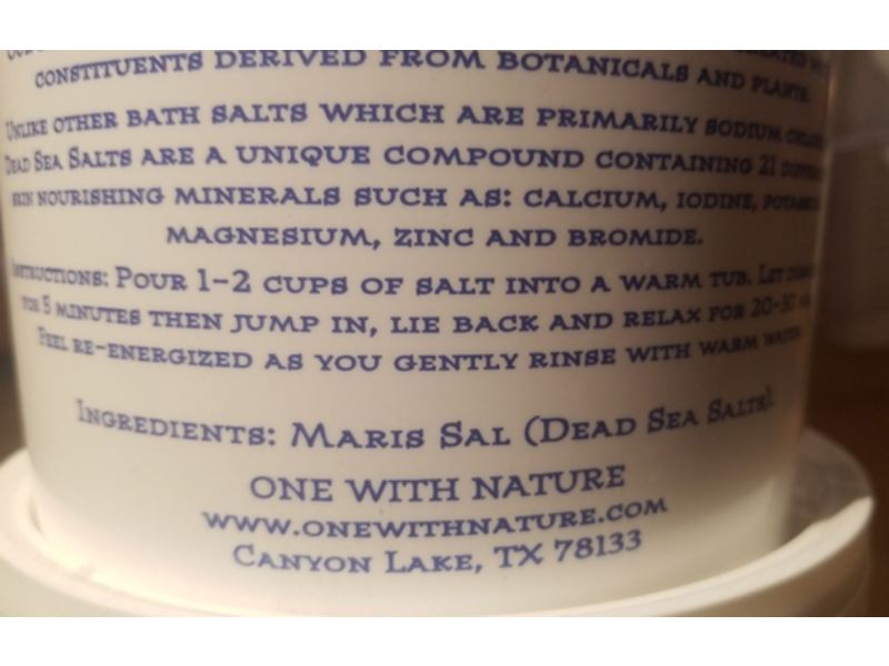 One With Nature 100% Pure Dead Sea Mineral Bath Salt, Fragrance Free, 2.2 kg, 5 lbs