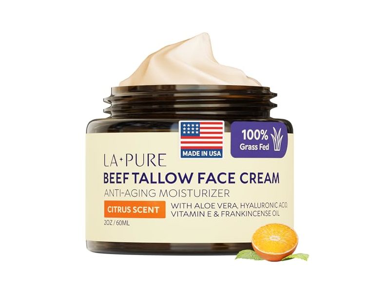 La Pure Beef Tallow Face Cream, Citrus Scent, 2 oz/60 mL