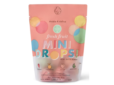 Dabble & Dollop Mini Drops Bath Bombs, Fresh Fruit Natural Origin Scent, 8 oz, Pack Of 12