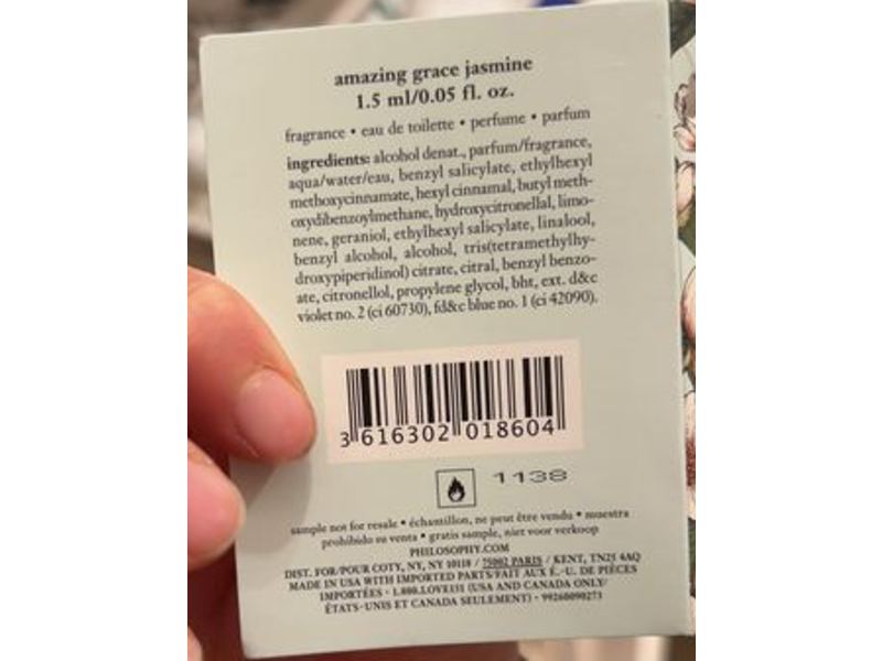 Philosophy Amazing Grace Eau de Toilette, Jasmine, 0.05 fl oz/1.5 mL