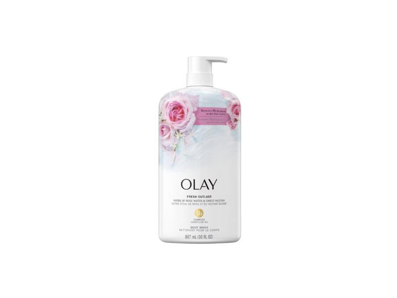 Olay Fresh Outlast Body Wash, Rose Water & Sweet Nectar, 30 fl oz /887 mL
