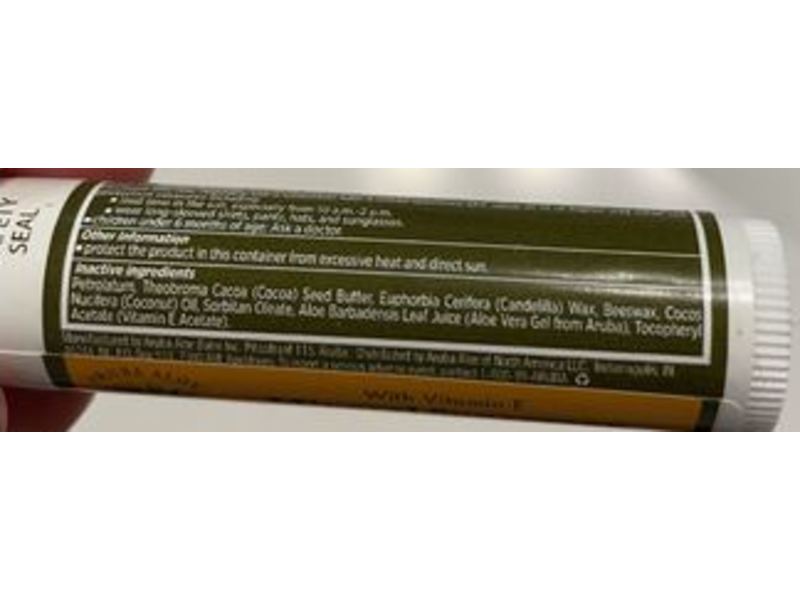 Arubs Aloe Mineral Sunscreen Lip Balm, Vitamin E, SPF 15, 0.17 oz/4.8 g