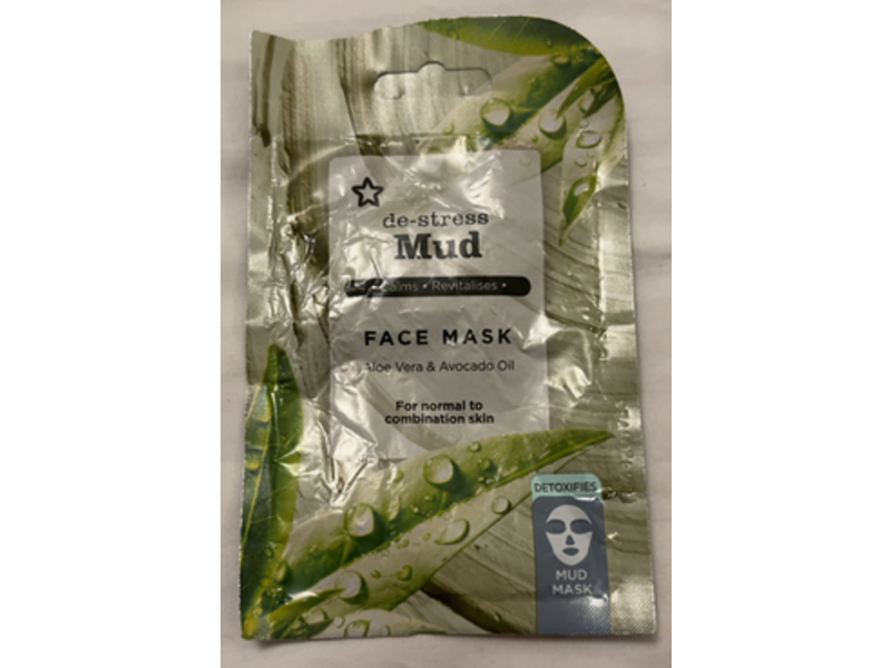Superdrug De-Stress Mud Face Mask, Aloe Vera & Avocado Oil, 15 mL