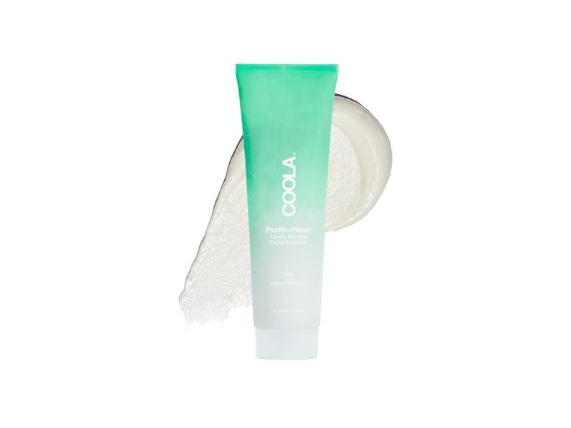 Coola Pacific Polish Gentle Sea Salt Face Exfoliator, Ultra Fine Sea Minerals Papaya Extract + Coconut Oil, 3.4 fl oz/100 mL