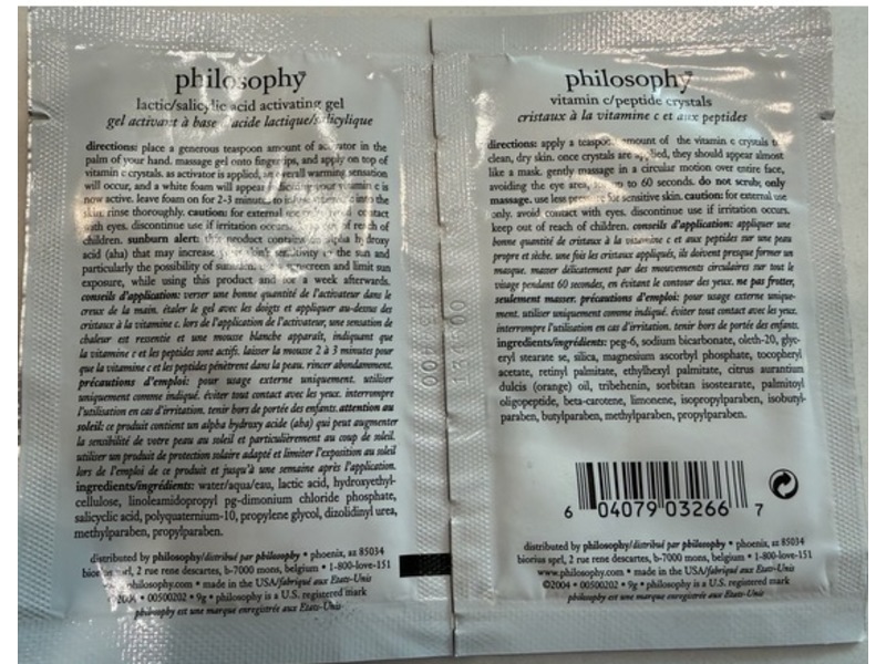 Philosophy The Microdelivery Peel Step 1 Activating Gel & Step 2 Crystals Duo