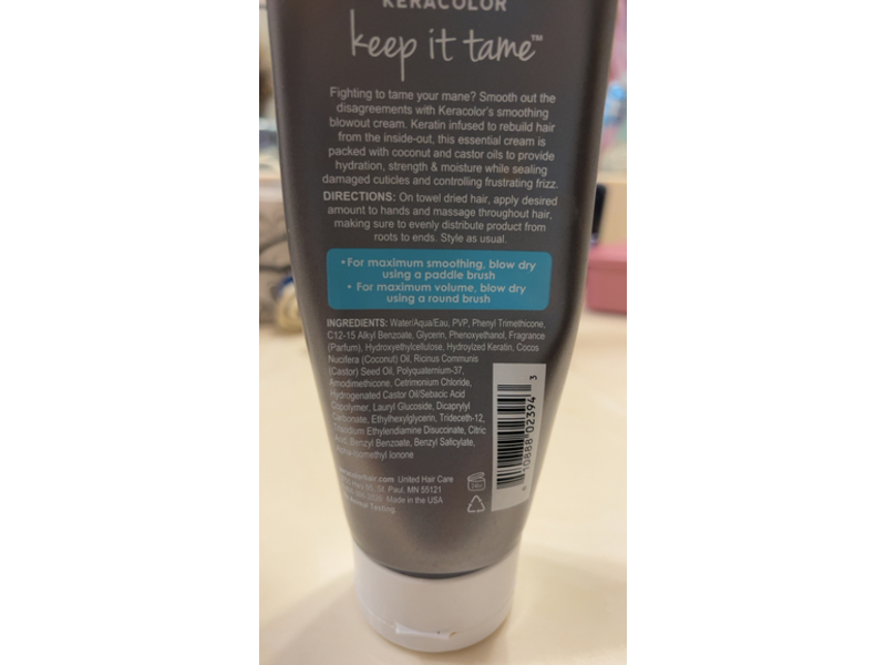 Keracolor Keep It Tame Blowout Cream, 6 fl oz/177 mL