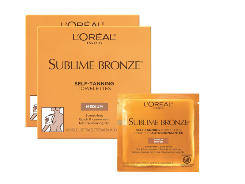 L'Oreal Paris Sublime Bronze Self-Tanning Towelettes, Medium, 6 Count, Pack Of 2
