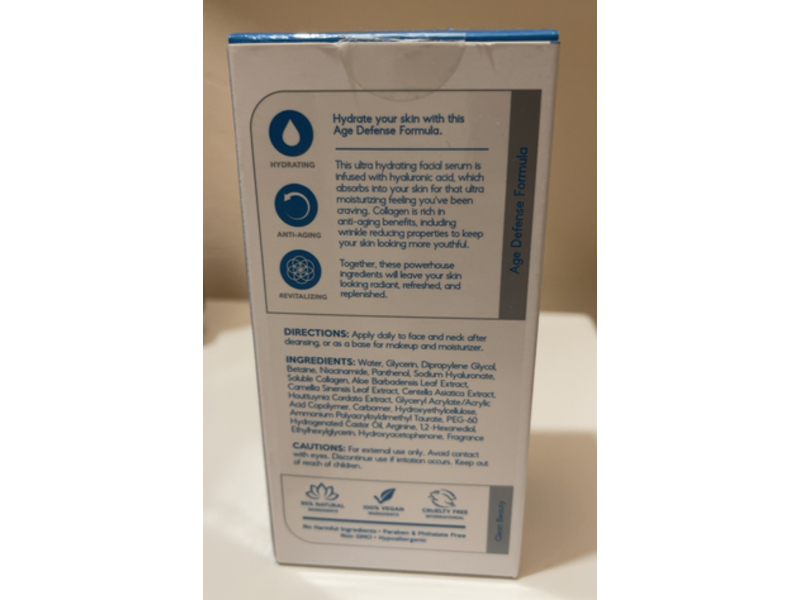 Skin Aesthetics Ultra Hydrating Facial Serum, Hyaluronic & Collagen, 1.69 fl oz/50 mL