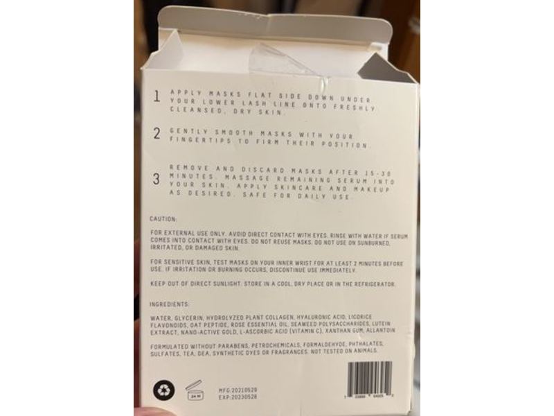 Beautology Lab 24K Gold Collagen Eye Mask , Refresh + Revitalize, 12 Pairs