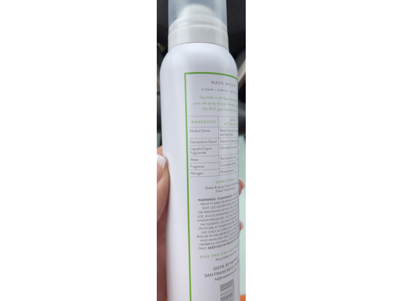 Native Deodorant & Body Spray, Cucumber & Mint, 3.5 oz/99 g