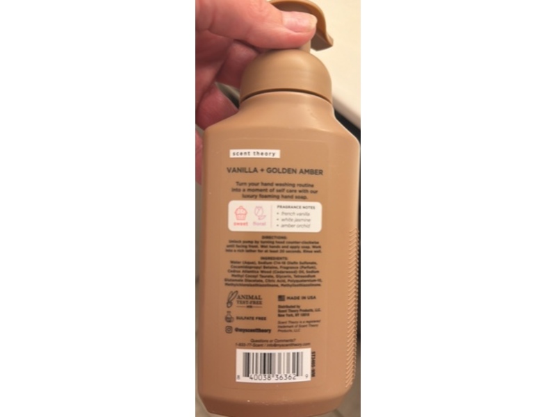 Scent Theory Foaming Hand Soap, Vanilla & Golden Amber, 11 fl oz/325 mL