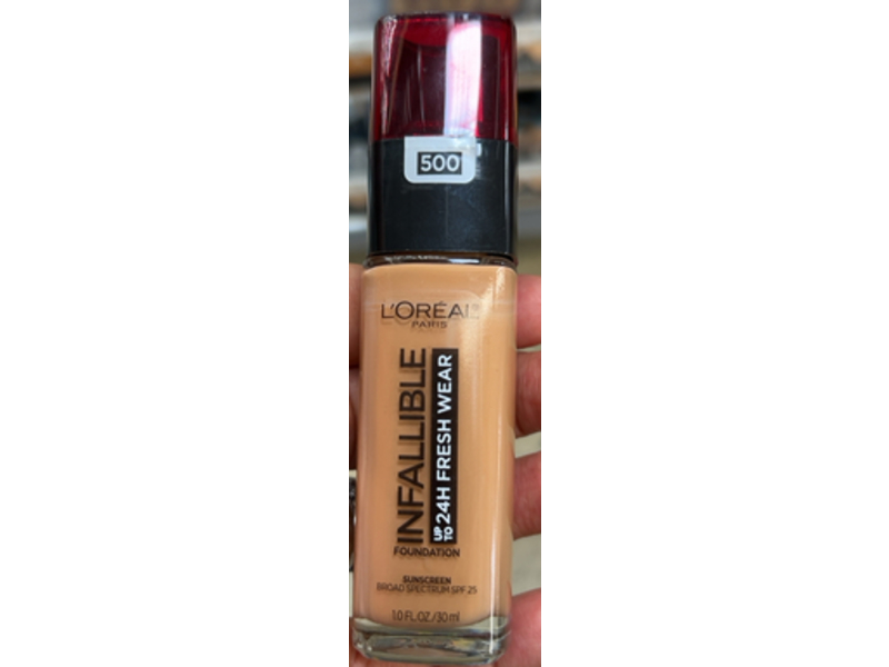 L’OrEal Paris Infallible 24H Fresh Wear Foundation, 500 Honey Bisque, SPF 25, 1.0 fl oz/30 mL