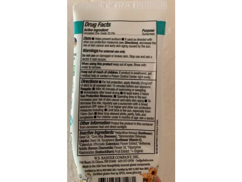 Badger Baby Sunscreen Cream, SPF 40, 2.9 fl oz/87 mL