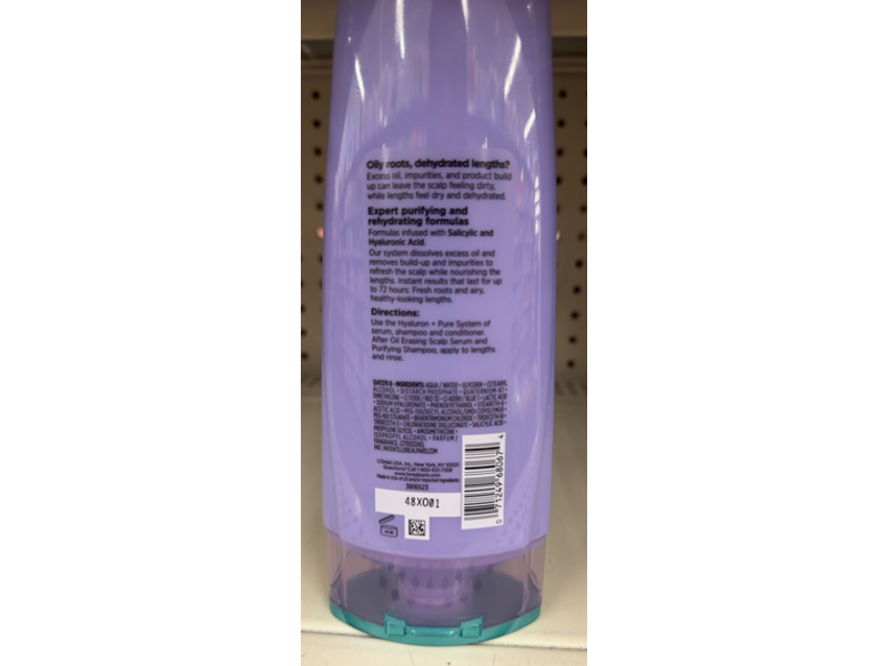 Loreal Paris Elvive Rehydrating Conditioner, Salicylic Acid + Hyaluronic Acid, 13.5 fl oz/399 mL