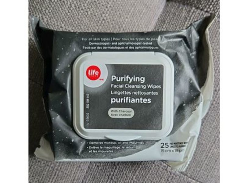 Life Brand Purifying Facial Cleansing Wipes, Charcoal, 25 Count