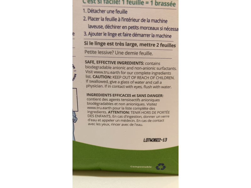 Tru Earth Laundry Detergent Eco-Strips, Fragrance-Free, 64 Loads