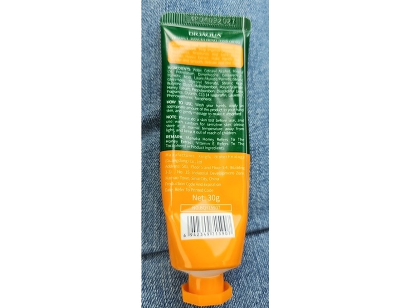 Bioaqua Hand Cream, Vitamin E Manuka Honey, 1.5 oz/30 g