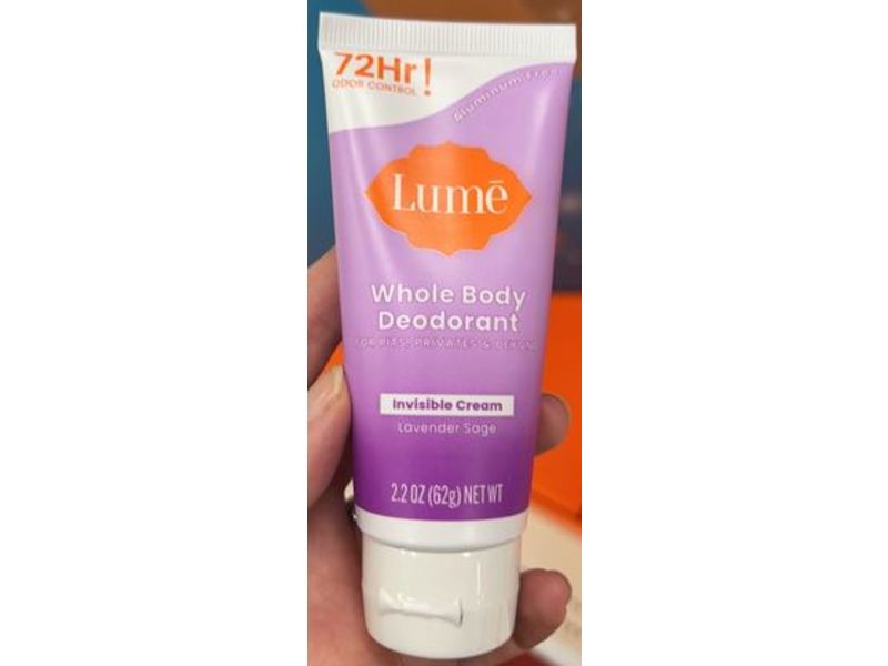 Lume Whole Body Invisible Cream Deodorant, Lavender Sage, 2.2 oz/62 g