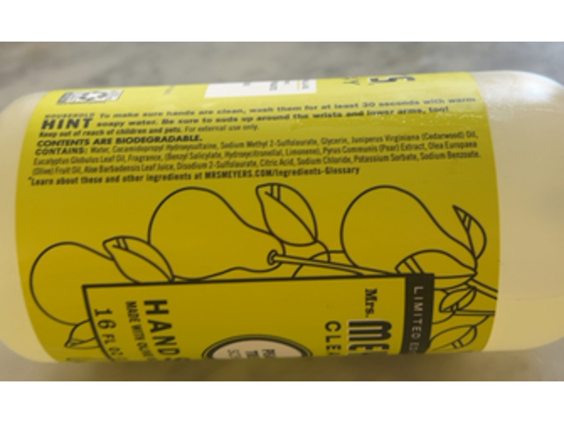 Mrs. Meyer's Clean Day Hand Soap, Pear Tree Scent, 16 fl oz/473 mL