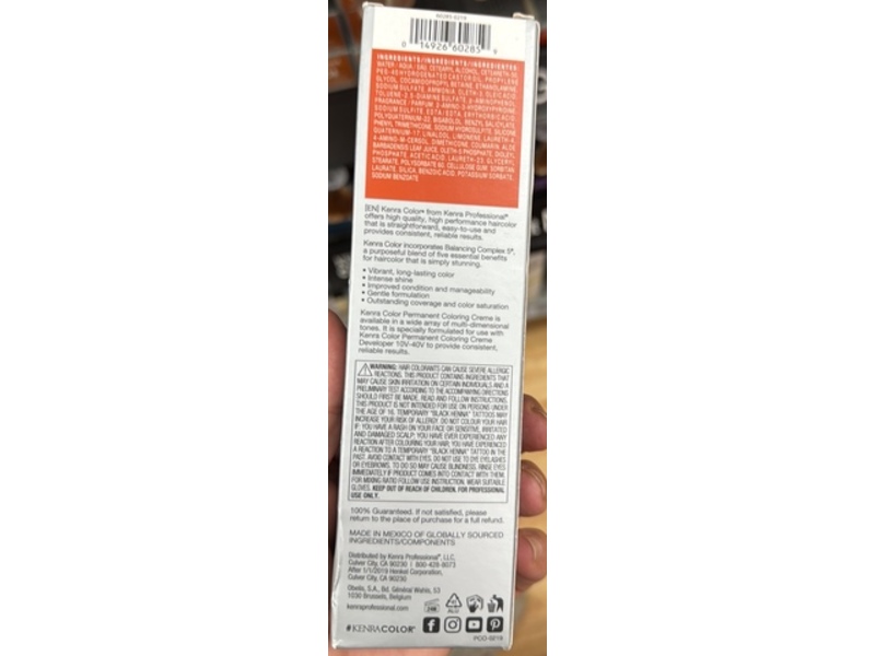 Kenra Color Permanent Coloring Creme, 6CN Dark Blonde Copper Natural, 3 oz/85 g