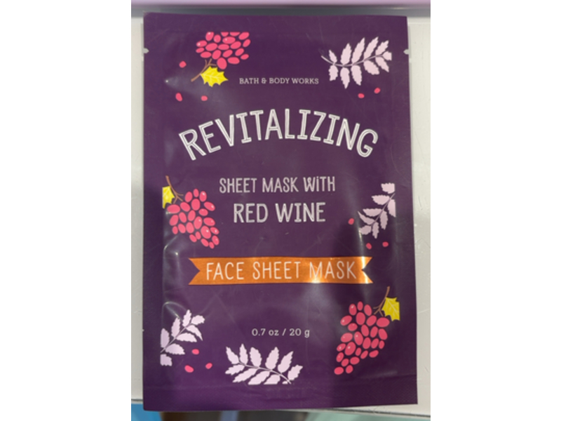 Bath & Body Works Revitalizing Face Sheet Mask, Red Wine,0.7 oz/20 g