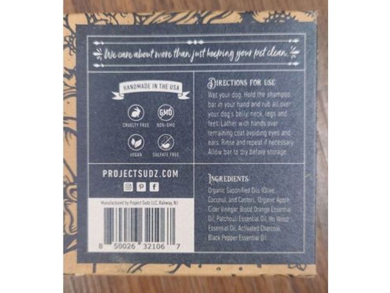 Project Sudz Organic Charcoal Shampoo Bar with Apple Cider Vinegar, 4 oz