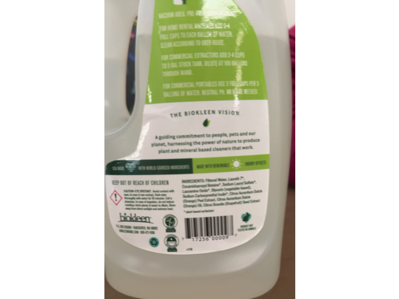Biokleen Carprt & Rug Shampoo, Citrus Essence, 64 fl oz/1.89 L