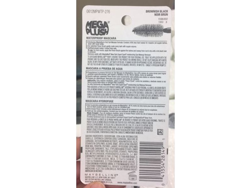 Maybelline New York Volum' Express Mega Plush Waterproof Mascara, 276 Brownish Black, 0.3 fl oz/9 mL