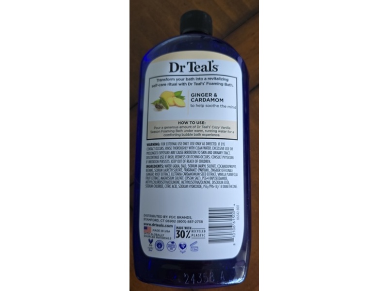 Dr Teal's Foaming Bath, Cozy Vanilla Season, 34 fl oz/1000 mL