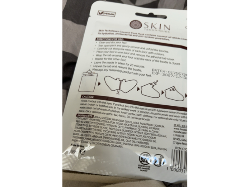 Skin Techniques Nourishing Foot Pack, Coconut, 1 Pair