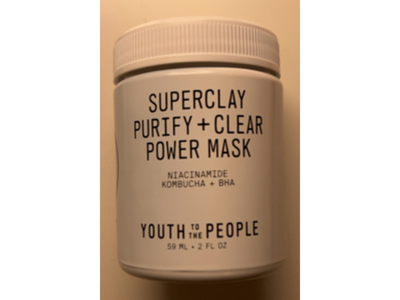 Youth To The People Superclay Purify + Clear Power Mask, Niacinamide Kombucha + BHA, 2 fl oz/59 mL