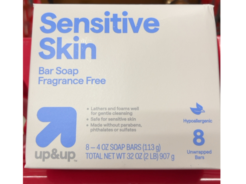 Up&up Sensitive Skin Bar Soap, 32 oz/113 g, Count 8
