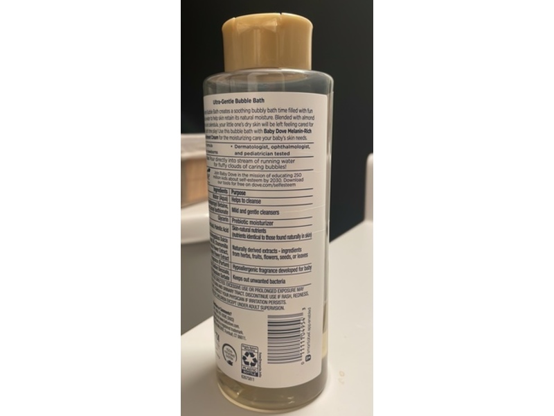 Baby Dove Sensitive Skin Care Ultra Gentle Bubble Bath, Melanin Rich Skin Nourishment, 16 fl oz/475 mL