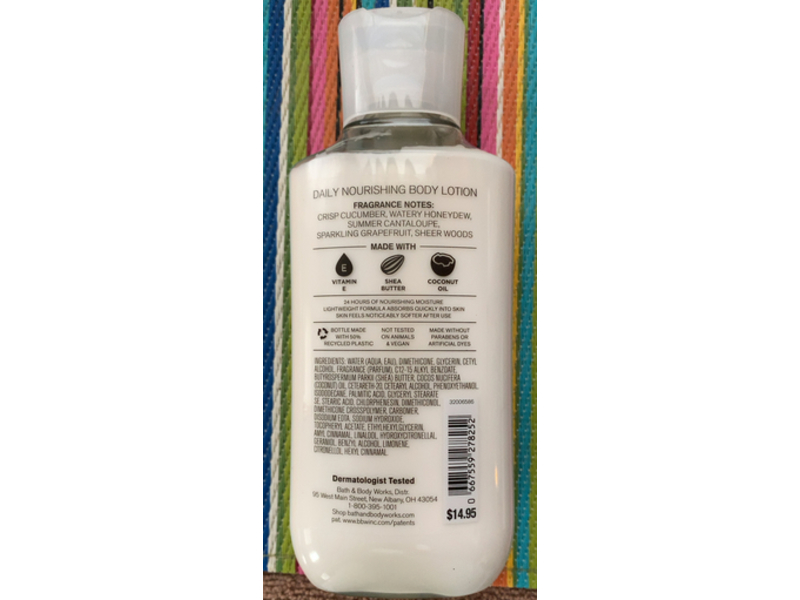 Bath & Body Works Cucumber Melon Daily Nourishing Body Lotion, Shea Butter + Coconut Oil,8 fl oz/236 mL