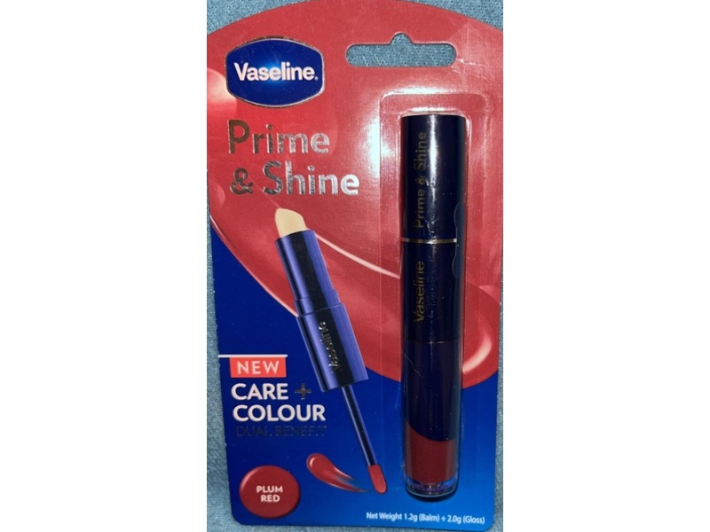 Vaseline Prime & Shine Plum Lip Balm + Lip GLoss Kit, Plum Red