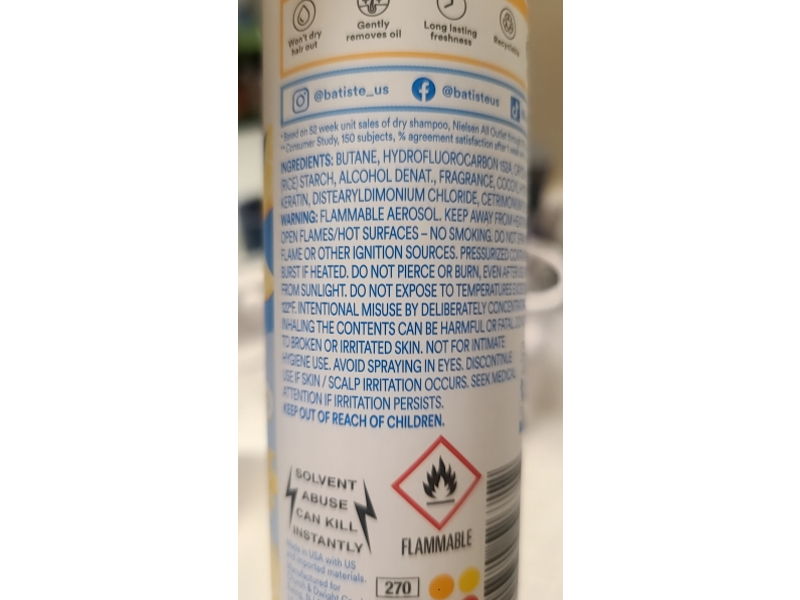 Batiste Dry Shampoo, Fresh Breezy Citrus, 3.81 oz/108 g