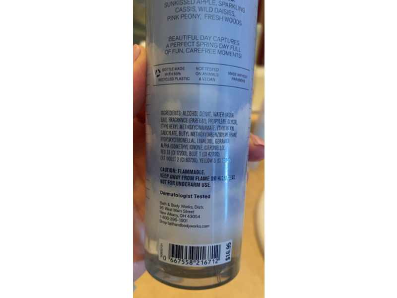 Bath & Body Works Fine Fragrance Mist, Beautiful Day, 8 fl oz / 236 mL