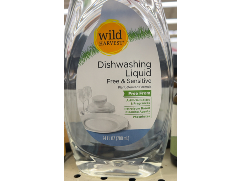 Wild Harvest Dishwashing Liquid, Free & Sensitive, 24 fl oz/709 mL