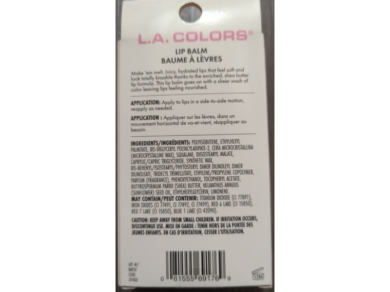 L.A. Colors Shea Butter Lip Balm, Sheer Nude, 0.1 oz/2.8 g