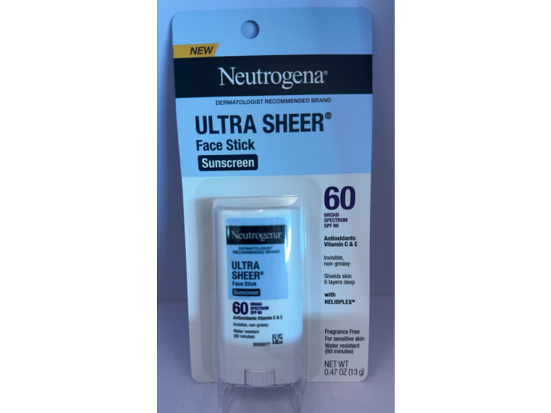 Neutrogena Ultra Sheer Face Sunscreen Stick, SPF 60, 0.47 oz/13 g