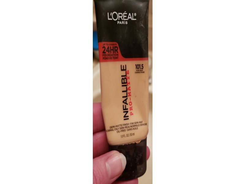 L'Oreal Paris Makeup Infallible Pro-Matte Liquid Longwear Foundation, Ivory Buff 101.5, 1.0 fl oz/30 mL