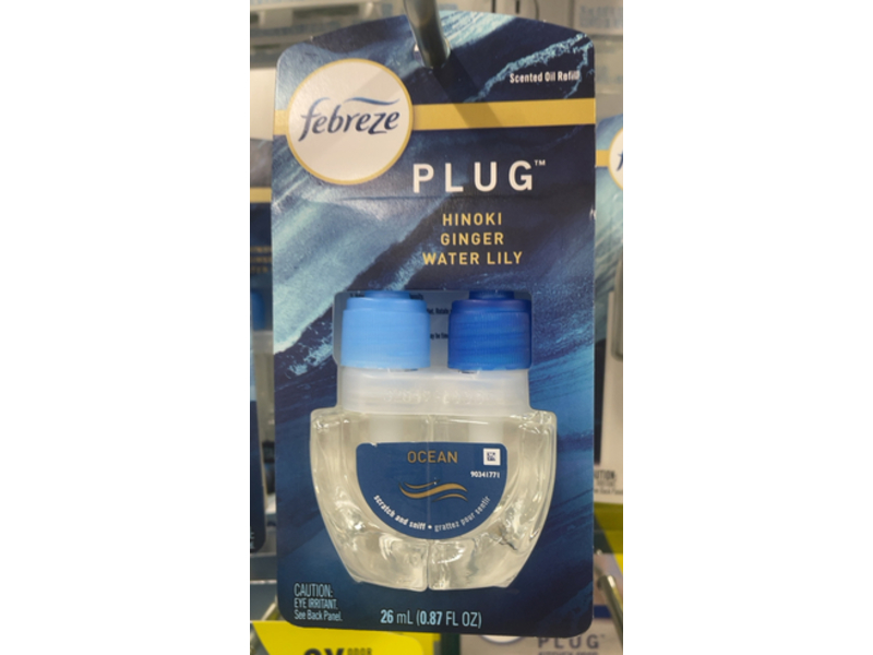 Febreze Plug Air Freshener & Odor Fighter, Ocean, 0.87 fl oz/26 mL, Pack Of 2