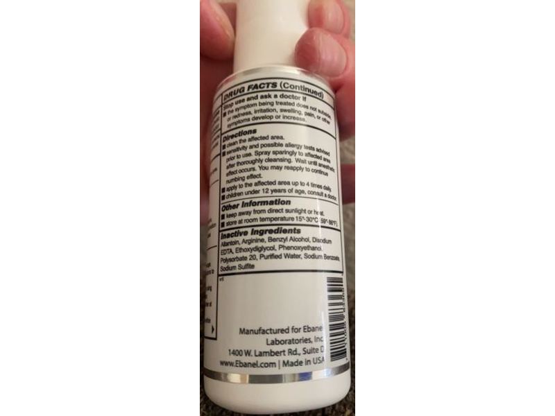 Ebanel Lidocaine Numb 520 Numbing Spray, 2.4 fl oz/72 mL