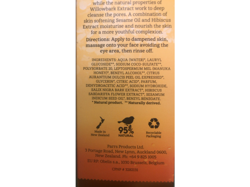 Wild Ferns Refreshing Facial Wash, Manuka Honey, 3.38 oz/100 mL