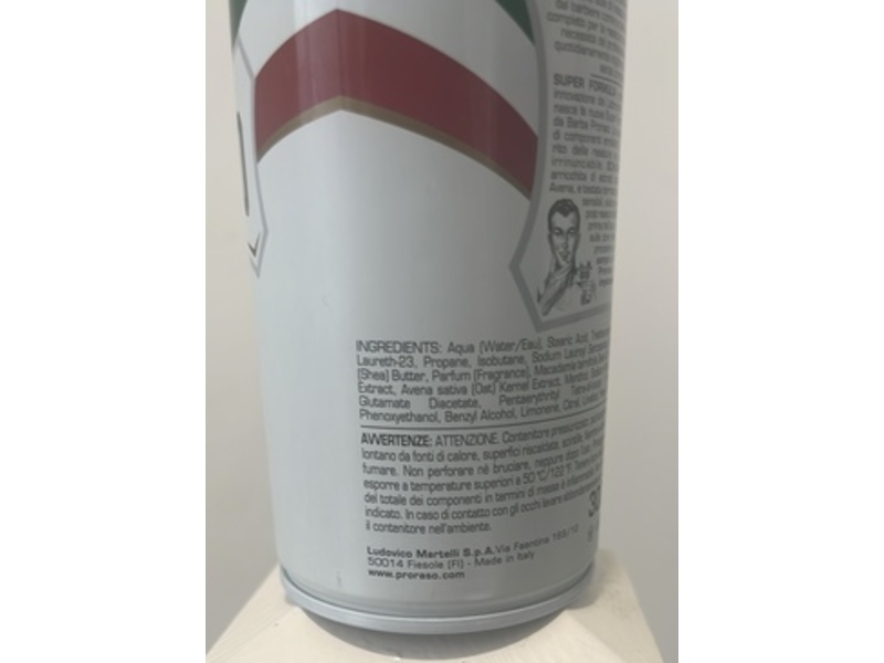 Proraso Firenze Shaving Foam, Green Tea & Oats, 10.3 oz/300 mL