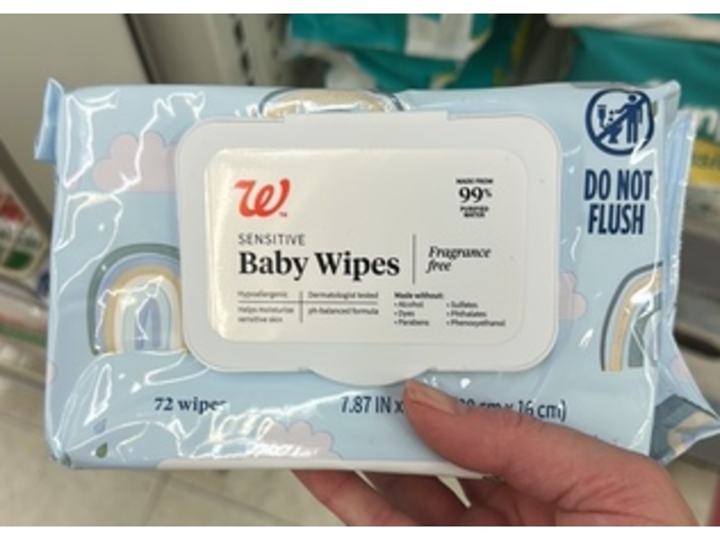 Walgreens Sensitive Baby Wipes, 72 Count