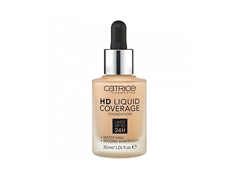 Catrice HD Liquid Foundation, 030 Nude Beige, Niacinamide, 1.01 fl oz/30 mL
