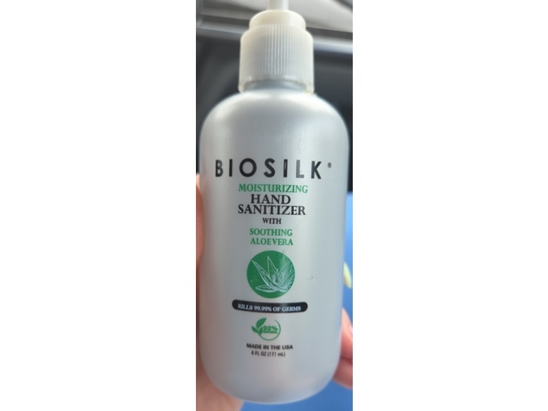 BioSilk Moisturizing Hand Sanitizer, Aloe Vera, 6 fl oz/177 mL