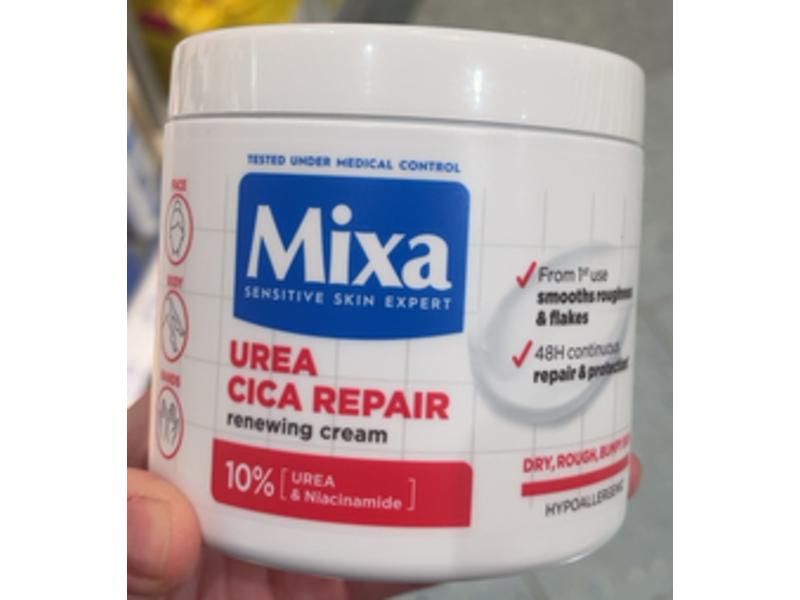 Mixa Cica Repair Renewing Cream, Urea & Niacinamide, 400 mL